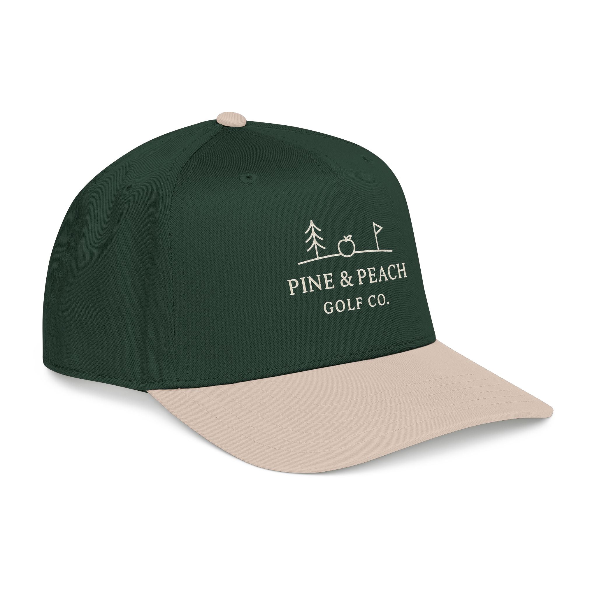 Pine & Peach Golf Co. Mid-Profile Baseball Cap — Embroidered Golf Logo Hat