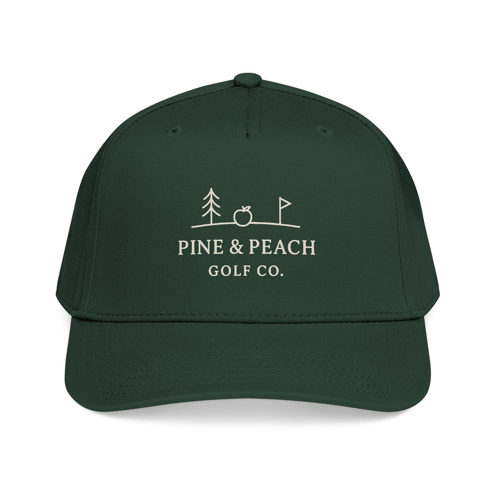 Pine & Peach Golf Co. Mid-Profile Baseball Cap — Embroidered Golf Logo Hat