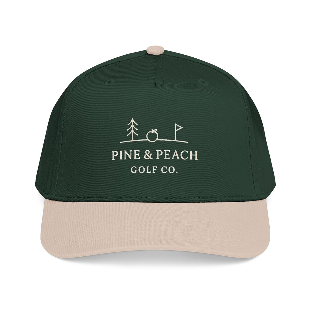 Pine & Peach Golf Co. Mid-Profile Baseball Cap — Embroidered Golf Logo Hat